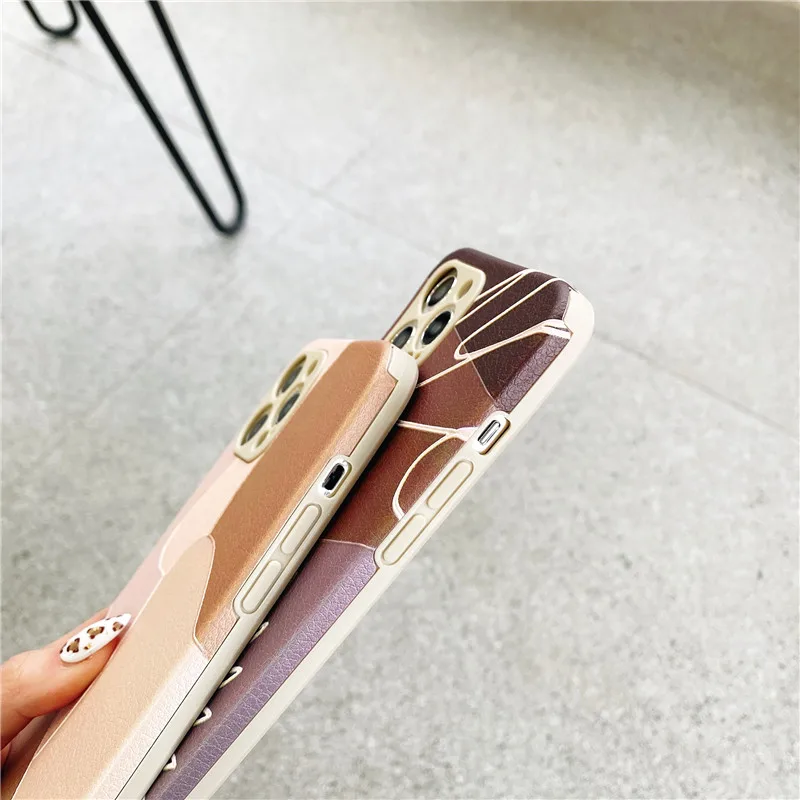 

Splicing Abstract Geometry Phone Case For iPhone 12 Pro Max XS Max XR X 7 8 Plus 12Mini SE2020 11Pro Max Matte Soft Back Cover