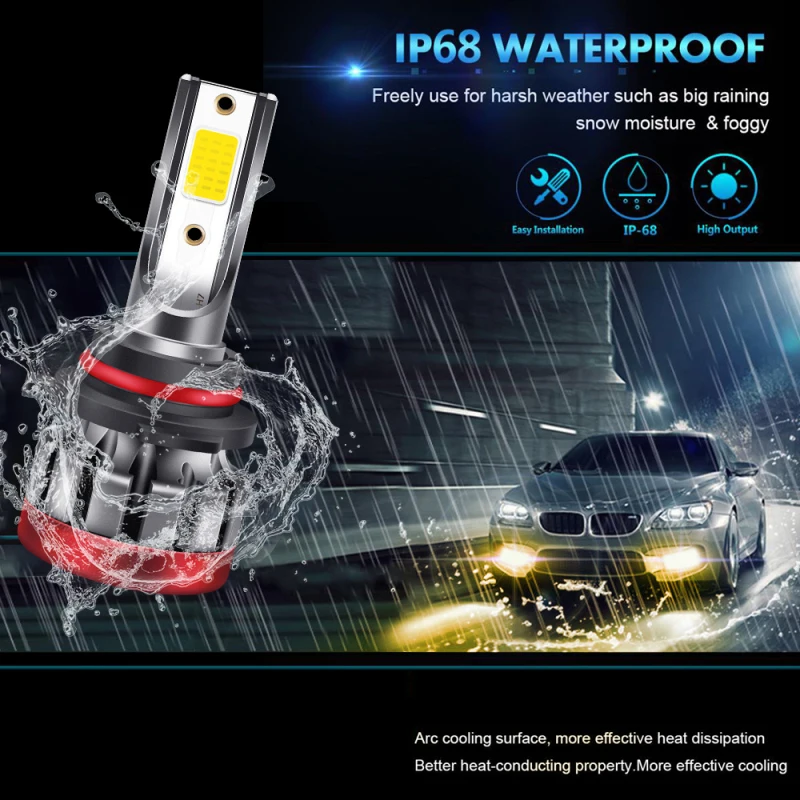 

2PCS LED Fog Light Bulbs 3000K Yellow 3000 Lumens 30W High Power H8/H1/880/881/5202/9005/HB3/9006/HB4/P13W Car Fog Bulbs