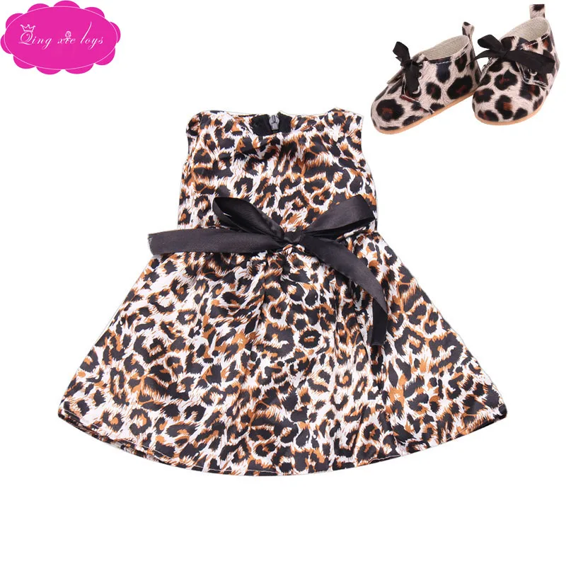 

18 inch Girls doll dress Princess print lace evening gown with shoes American newborn skirt Baby toys fit 43 cm baby dolls c37
