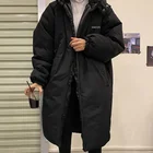 Женский длинный пуховик, зимняя свободная теплая куртка с капюшоном и хлопковой подкладкой, Женское пальто с длинным рукавом