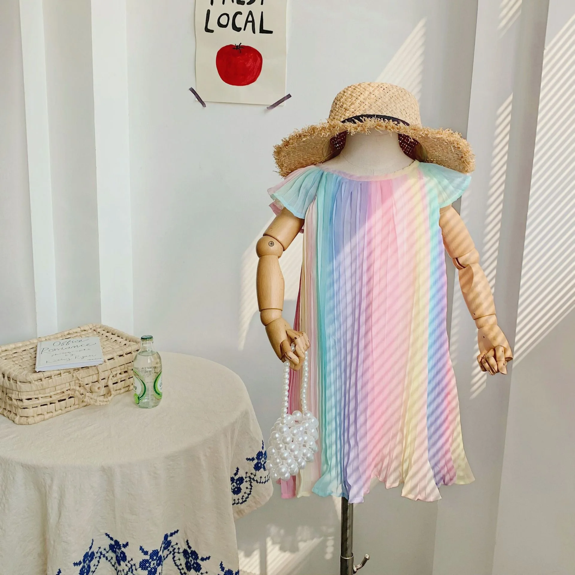 

Dress Short Sleeve Knee Length Pullover A-line Solid Casual Regular Cotton New Fashion Simple Sweet Summer Children Girls