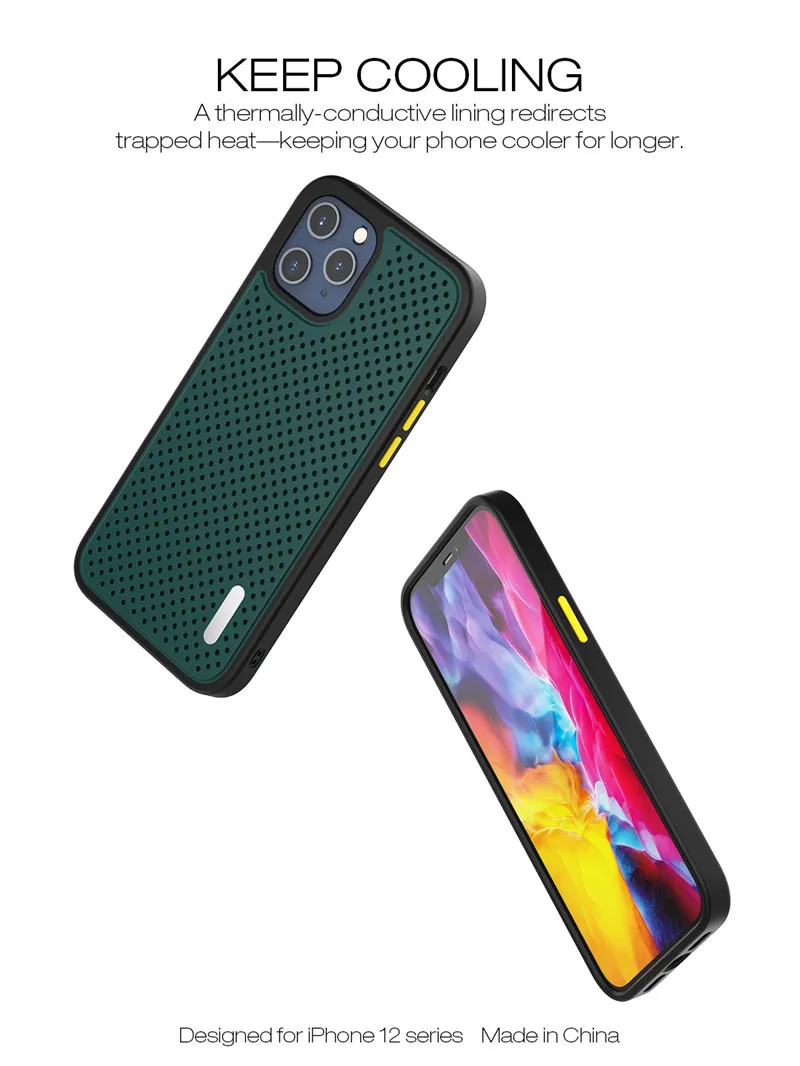 iphone 6s phone case Heat Dissipation Breathable Cooling Case For iPhone 11 Pro Max 12 mini XR XS Max X 8 7 Plus SE Soft TPU Silicon Plain Color Case iphone 6 case