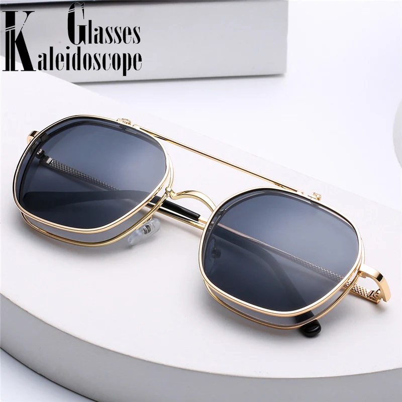 

New Steampunk Sunglasses Vintage Metal Sun Glasses Men Brand Designer Shades for Women Retro Eyewear UV400