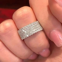 2020 trendy five rows full of crystal zircon ring for women engagement party wedding rings hand jewelry accessories size 5 10