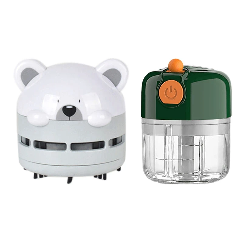 

Car Vacuum Cleaner Desktop Handheld USB Rechargeable (Gray) & Electric Garlic Chopper Machine