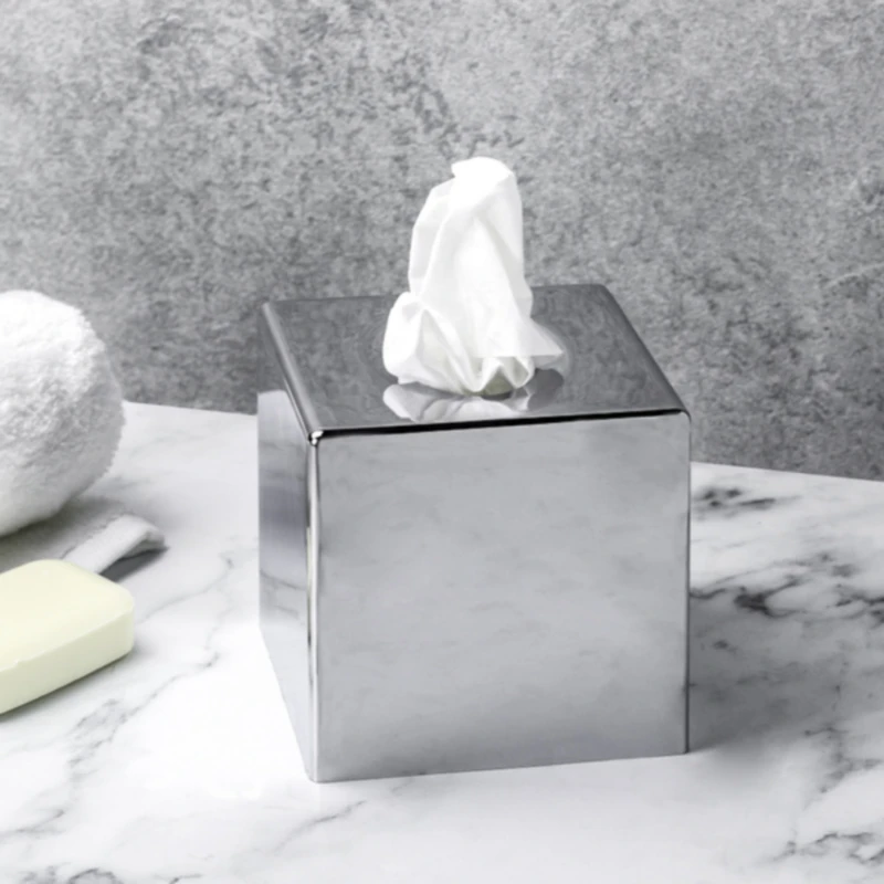 Caja de almacenamiento de pa&ntilde;uelos de escritorio, galvanizado para soporte de rollo de papel higi&eacute;nico sala de estar, ba&ntilde;o, Hotel, nuevo-0