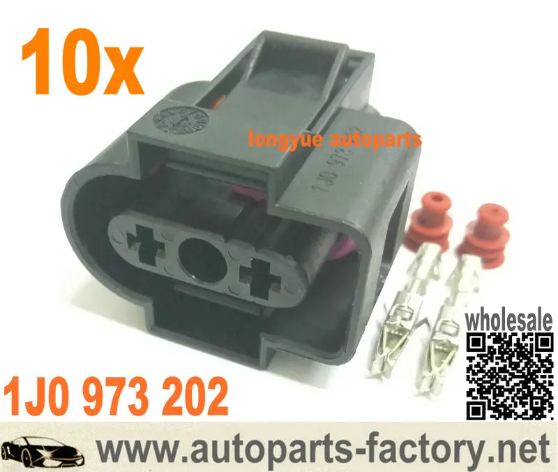 Longyue 10 шт./набор 2 Pin Корпус разъем OEM 1J0 973 202 для Audi VW Jetta Golf Кролик MK4 MK5 Passat B6|Кабели
