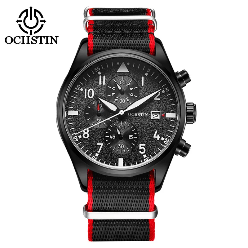 

Luminous Quartz Men Watch Multifunction Chronograph Auto Date Military Sport Watches Clock Canvas strap Men Relogio Masculino