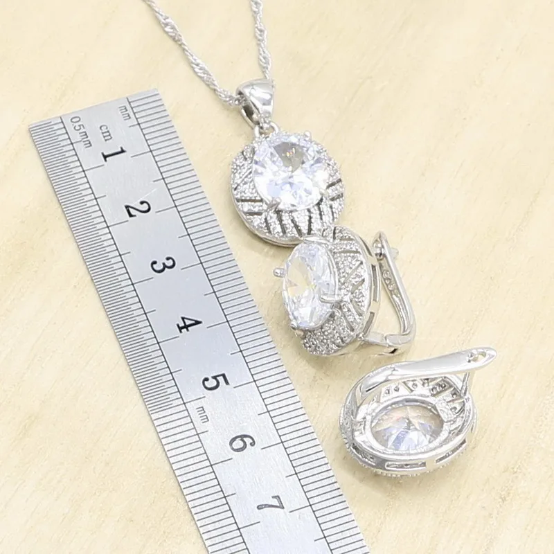 925 марка серебряный цвет набор украшений для женщин браслет из белого циркония