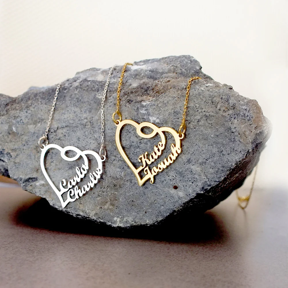 

Stainless Steel Name Pendants Necklaces Personalized Name Love Heart Personalized Custom Necklace For Woman Bridesmaid Gift