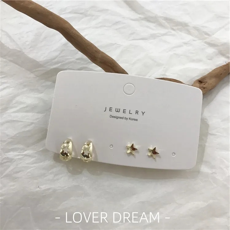 

2020 New Korean Vintage Earrings For Women Gold Heart Love Suit Earrings Five-pointed Star Metal Earrings Fashion Jewelry