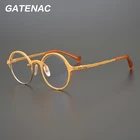 Оправа для очков в титановой оправе для мужчин и женщин, винтажная круглая оптическая оправа для близорукости, роскошные японские ретро-очки, 2021