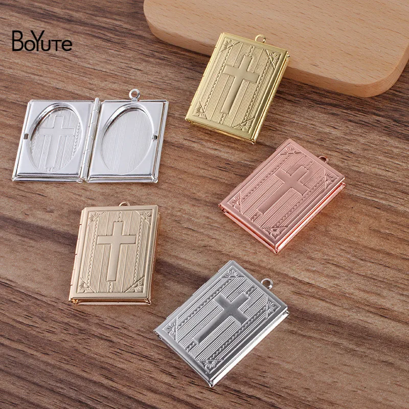 

BoYuTe (10 Pieces/Lot) 27*35*5MM Metal Brass Floating Book Bible Locket Pendant Open Photo Locket Pendant Prayer