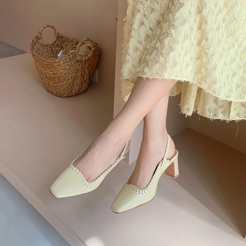 Босоножки из натуральной кожи для женщин Обувь на высоком каблуке Летние модные