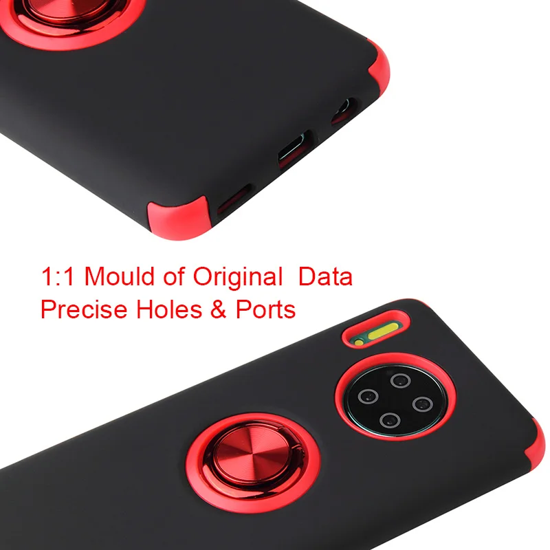 New Arrival Phone Case For Huawei Mate 30 Pro Original Luxury Soft TPU PC Back Full Cover Funda Metal Ring Bracket ShockProof |