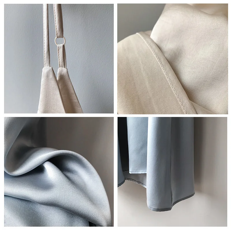 

Women Sexy V Neck Satin Dress Casual Spaghetti Strap Home Solid Midi Dresses Spring Autumn Fashion Loose Elegant Party dresses