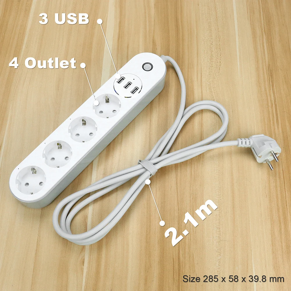 WiFi смарт Мощность полосы Стабилизатор напряжения 4 штепсельная вилка