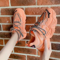 designer breathable sneakers women platform casual vulcanized shoes fashion chunky sneakers basket femme lace up dad shoes 5cm