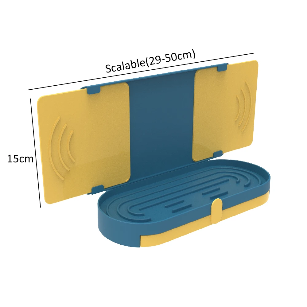 

Kitchen Retractable Water Baffle Stretchable Sink Partition Multifunctional Folding Layered Board Shelf with Storage Box