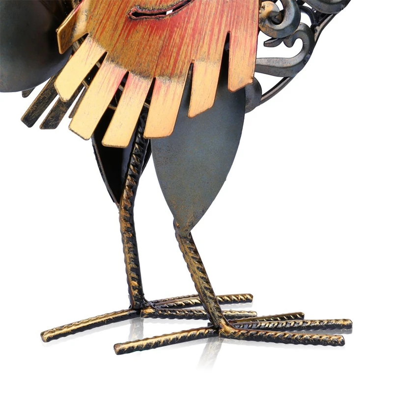 

Carved Iron Rooster Metal Sculpture Statue Craft Animal Figurine Decor for Home Lawn Gifts Souvenirs