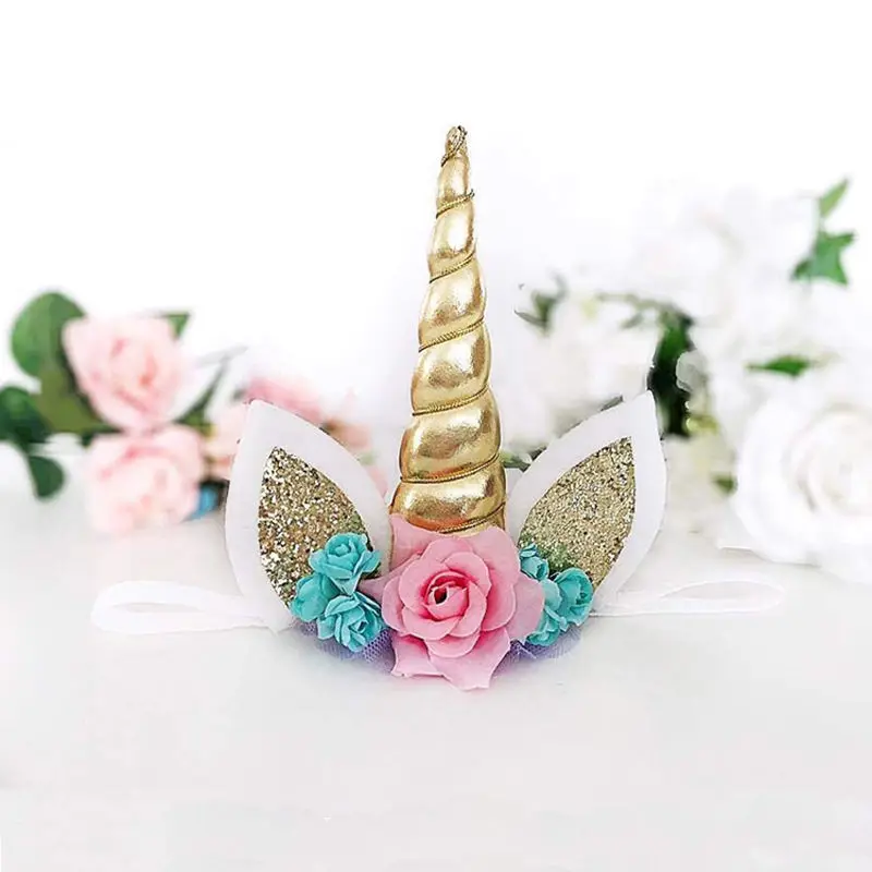 

Magical Gold Unicorn Horn Head Party Kid Headband Fancy Dress Cosplay Decorative Photography Props