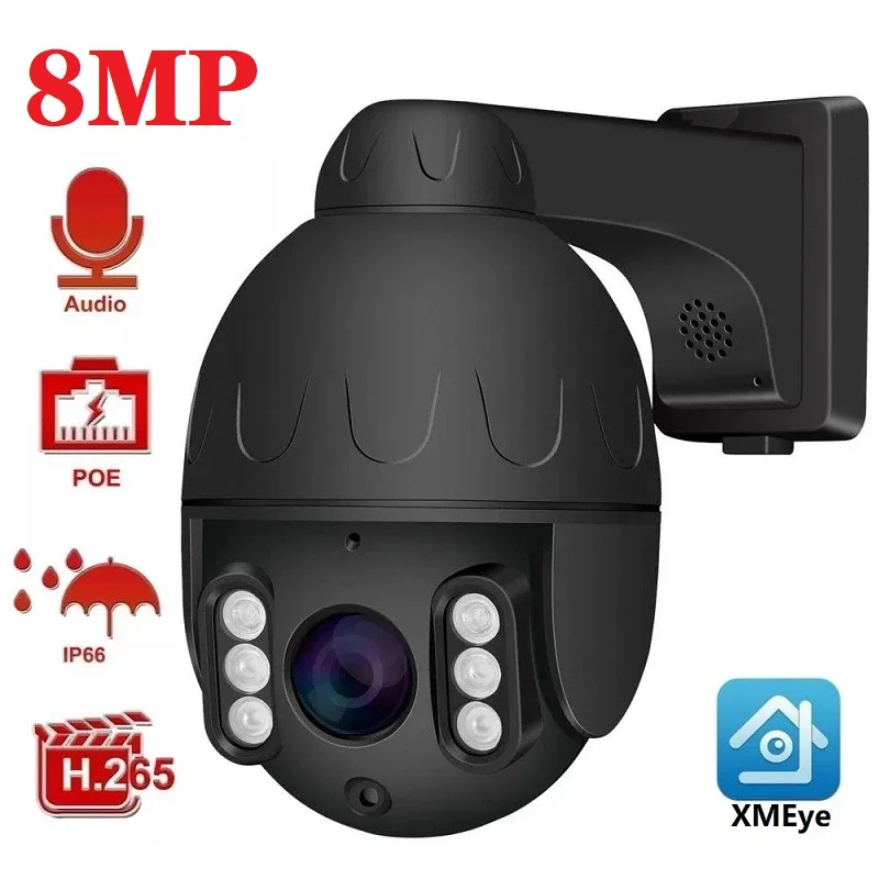 

Face Detection IP Camera 4K 8MP Dome POE PTZ IP Camera Two Way Audio Outdoor IP66 Weatherproof IR 30m Onvif H.265 P2P XMEye