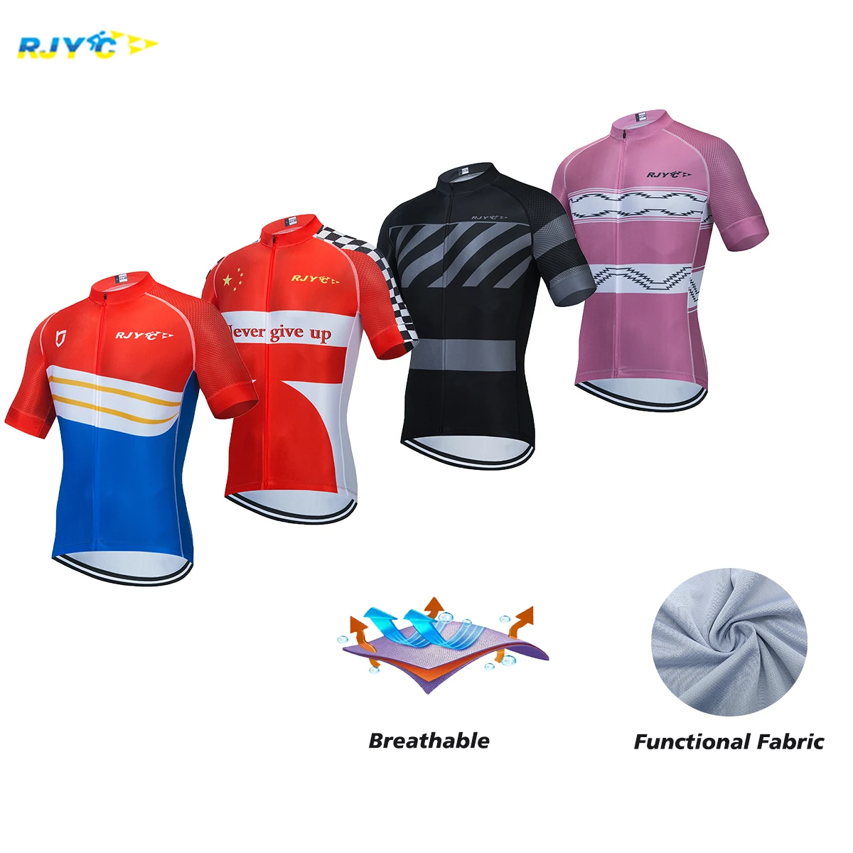 

RJYC 2021 Cycling Jersey Short Sleeve Top MTB Road Bike Jersey Stripes Breathable Mountain Bicycle Maillot Ciclismo Uniformes