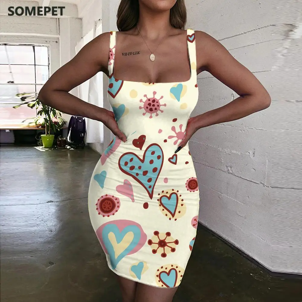 

SOMEPET Love Dresses Women Cartoons Vestido Sexy Creativity Bodycon Dress Art Ladies Dresses Womens Clothing Plus Size Vintage