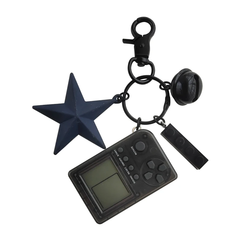 

Cartoon doll girl keychain pendant nostalgic mini game console astronaut keychain astronaut bag hanging chain