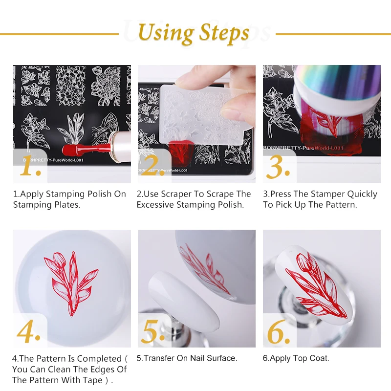 Набор для стемпинга ногтей BORN PRETTY штамп лака геометрия кружевной Цветочный узор