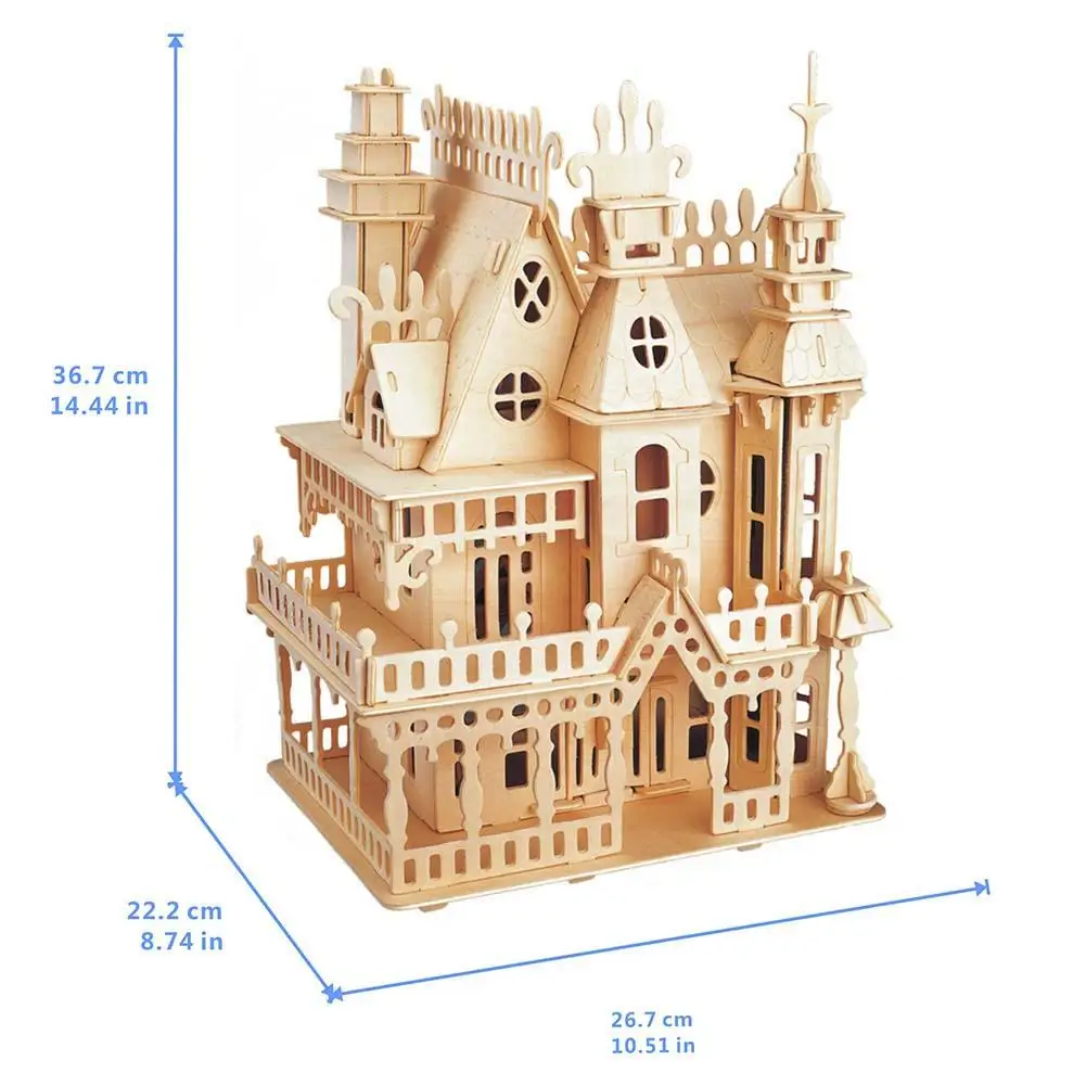 

DIY Wooden 3D Castle Construction Assembly Model Art Craft Education Kids Simulation Puzzle Model Building Toy