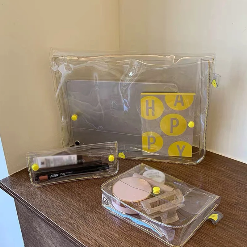 

Lemon Pencil Case Simple Transparent PVC Storage Bag Niche Style Girls Students PVC Storage Bag Travel Cosmetic Storage Bag