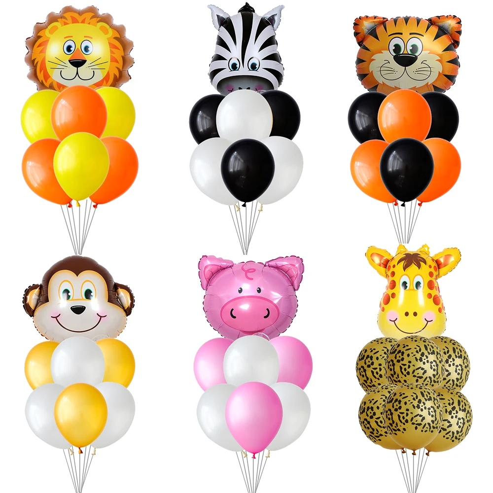 7 шт./лот воздушные шары в виде джунглей тигр Лев обезьяна Зебра жираф свинка