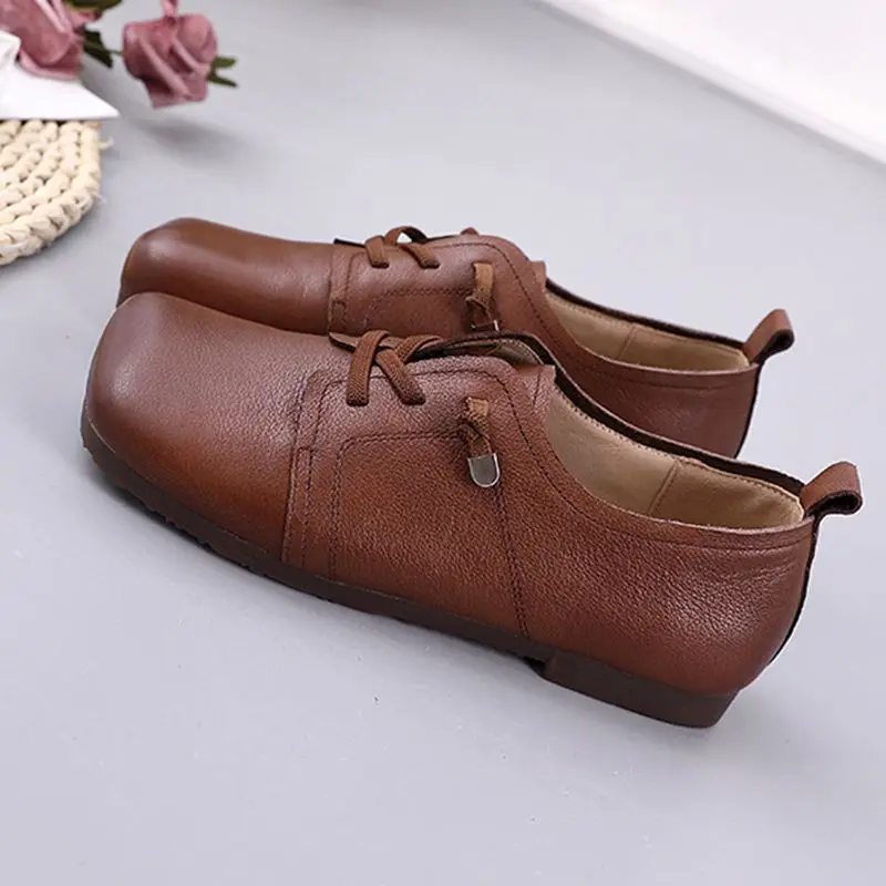 

Autumn 2021 Retro Leather single shoes original handmade bottom retro mom shoes cow leather soft soled women's shoes