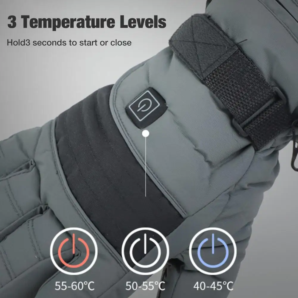 

Outdoor Heated Gloves Waterproof Non-slip Touch Screen 3 Level Rechargeable Unisex Warmth Heating Gloves Cycling Equipment