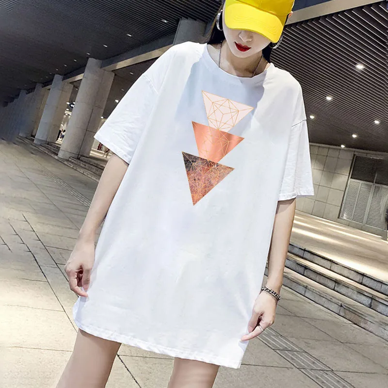 

Geometry Print Summer Dress Mini Women Loose T-Shirt Dresses Korean Short Sleeve Streetwear Casual Pullover Dress Robe