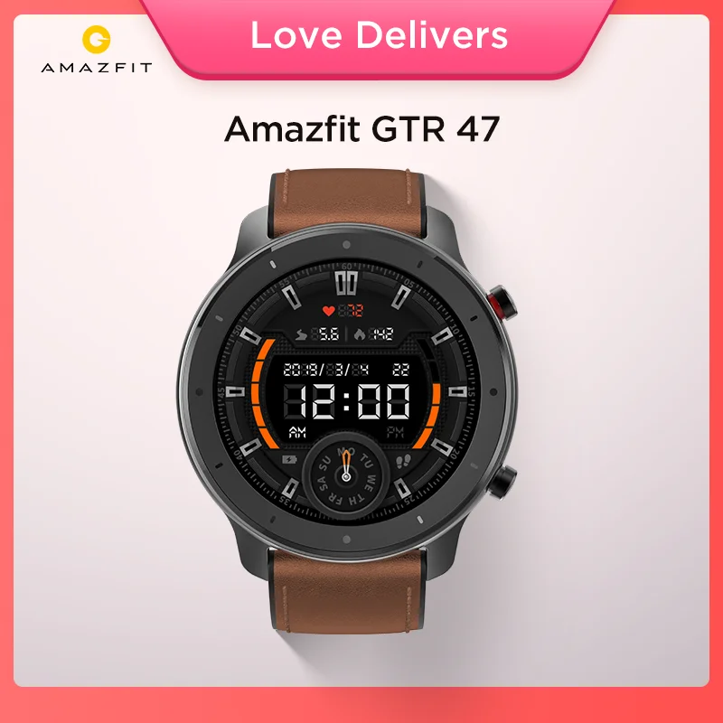

Смарт-часы Amazfit GTR, водонепроницаемые (5 атм), 47 мм, с кожаным ремешком