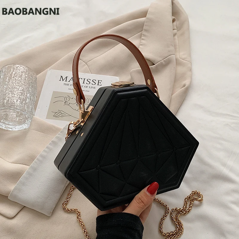 Diamond shape Small Tote bag Winter New High-quality PU Leather Women's Designer Handbag Chain Shoulder Messenger Bag