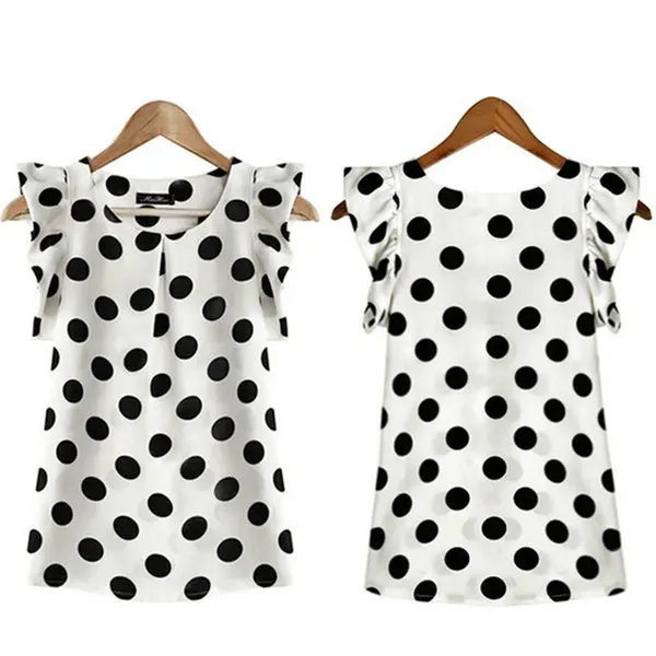 

Hot Sale Good quality Summer Women Chiffon Ruffle Sleeve Blouse Casual White Tops