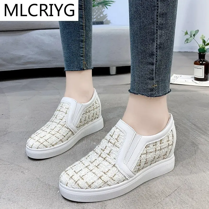 

Spring New Wedge Heel Women Casual Shoes 2021 Fashion Comfortable Walking Women Sneaker Thick-soled Vulcanized Women Shoes