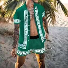 Рубашка с гавайским принтом Мужская, повседневный пляжный костюм, модный Быстросохнущий топ с коротким рукавом и крутые шорты, лето 2021