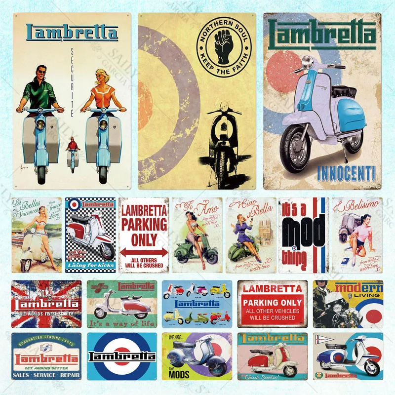 

Классический самокат Iambrella, металлическая пластина, винтажный металлический знак, табличка, Настенный декор для гаража, декоративная для сп...