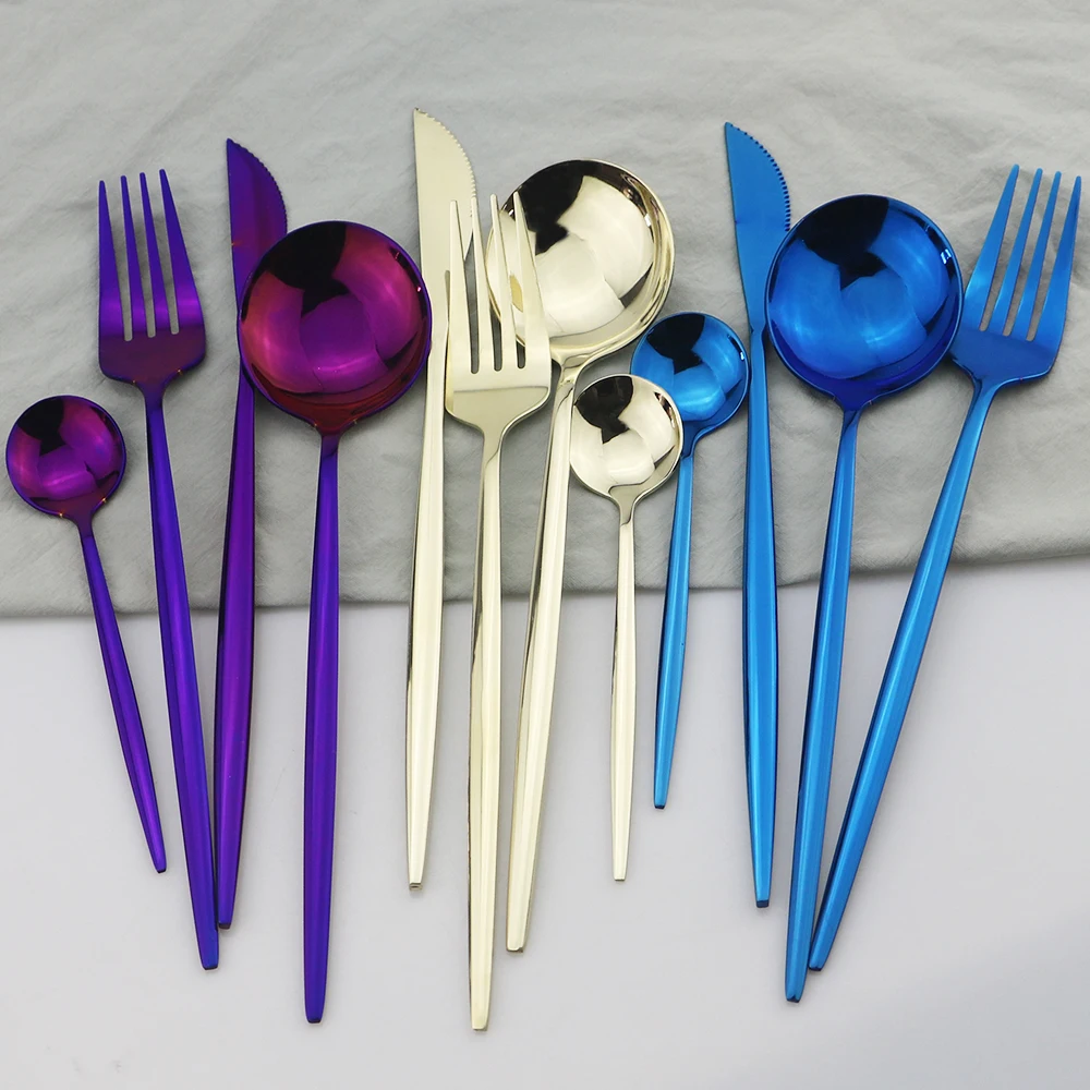 32 шт красочный набор посуды черного и золотого цвета столовых приборов