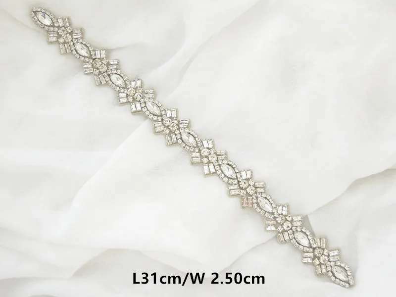 WDD1037 SILVER 1 шт.) Свадебные Серебряные Кристаллы Стразы аппликация золотые свадебные аппликации с бисером железные для свадебных платьев WDD0403-M - Цвет: WDD1037 SILVER