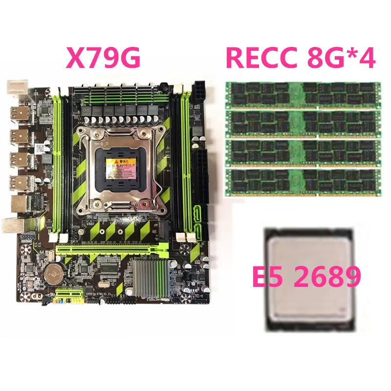 Материнская плата X79G LGA2011 для настольных ПК 1 комплект с процессором E5 2689 и 4