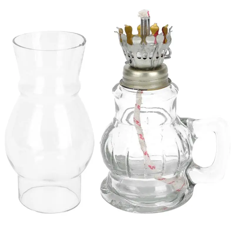 

Kerosene Lamp Retro Style Glass Oil Lantern Glass Cover Kerosene Lamp Lighting Tool Home Lanterns Wick Portable Camping Light