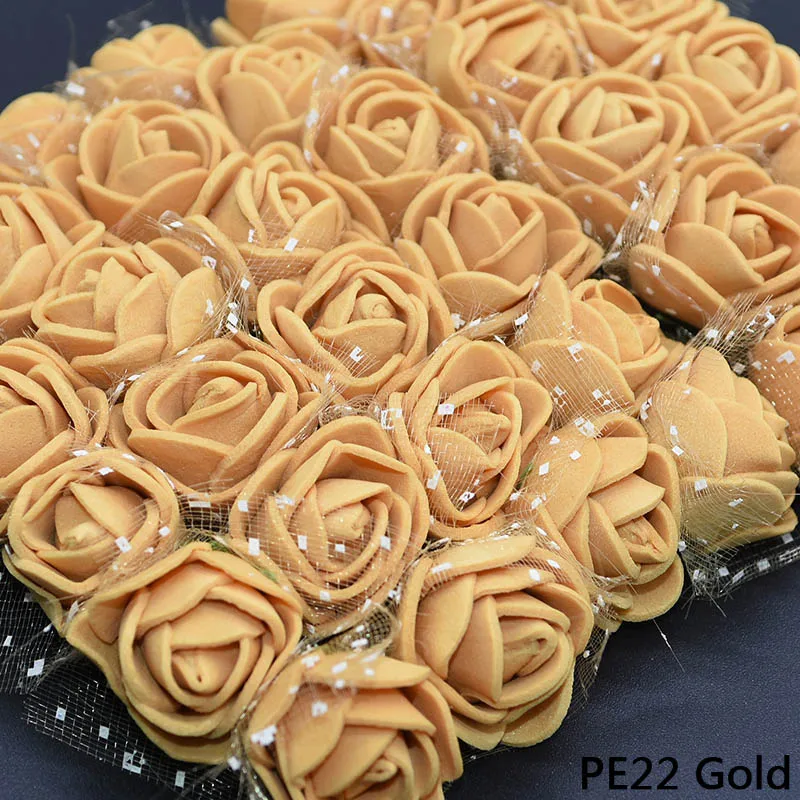 72/144 шт, 2 см, мини, PE, розовая голова, искусственные шелковые цветы, Свадебный букет невесты, Dec, сделай сам, подарок на день рождения, венок, пена, искусственный цветок из пряжи - Цвет: PE22