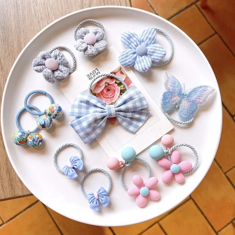 Cintas el&aacute;sticas para el pelo de princesa para ni&ntilde;a y beb&eacute;, lazos de flores de encaje, accesorios para el cabello, 10 Uds.-5