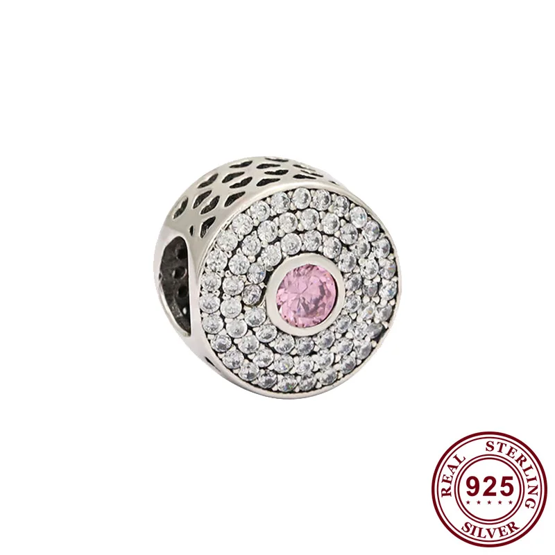 

Original 925 Sterling Silver Bead Creative Round With Crystal Cz Beads Fit Pandora Women Bracelet & Necklace Diy Jewelry