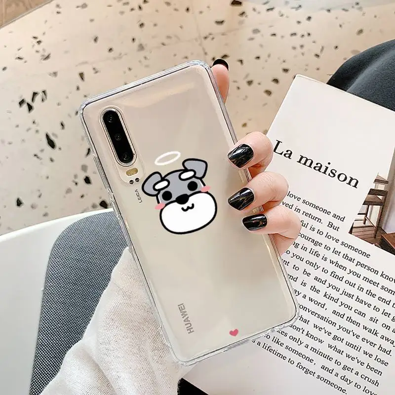 

Cartoon schnauzer dog Phone Case Transparent for Samsung A71 S9 10 20 HUAWEI p30 40 honor 10i 8x xiaomi note 8 Pro 10t 11